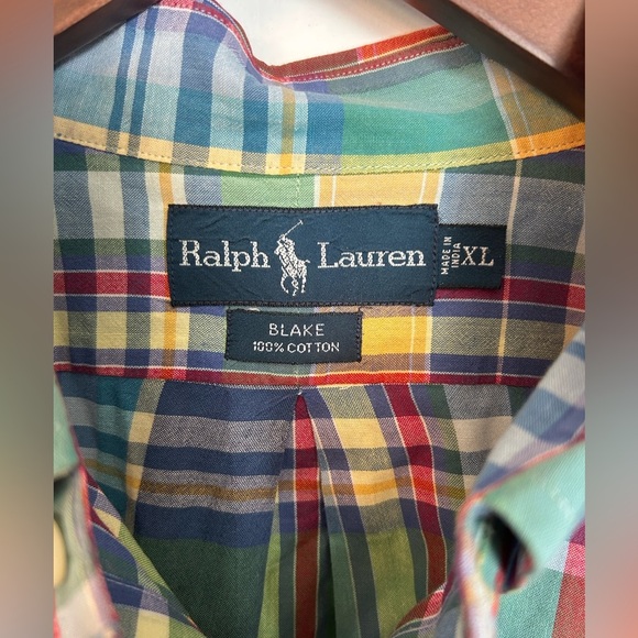 Ralph Lauren Button Down Multi Color Plaid 100% Cotton Long Sleeve Shirt - Picture 5 of 5